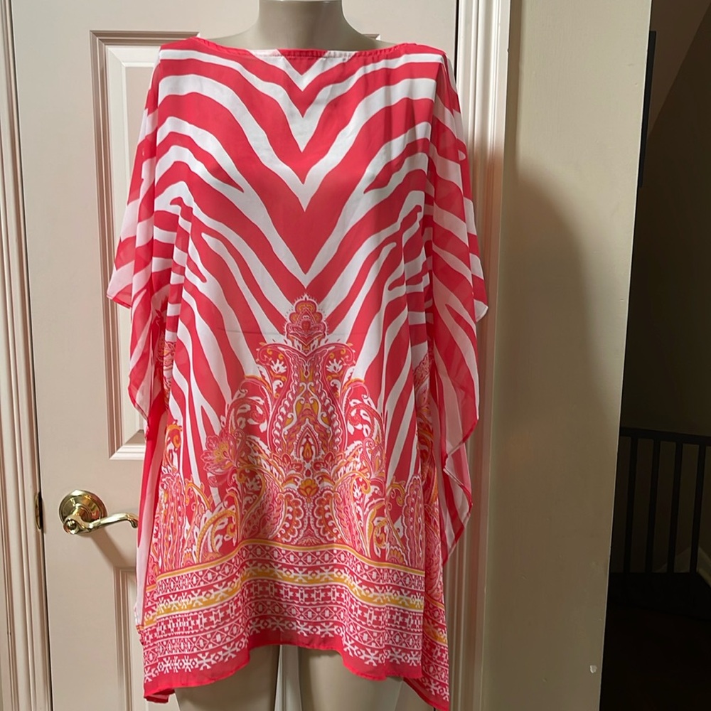 Carmen Marc Valvo Swimwear Poncho Coverup, XS/S